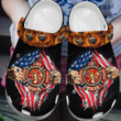 Courage Fire Honor Rescue USA Flag Firefighter Crocs Crocband Clogs