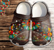 Hippie Soul Peace Daisy Rainbow Leather Crocs Crocband Clogs