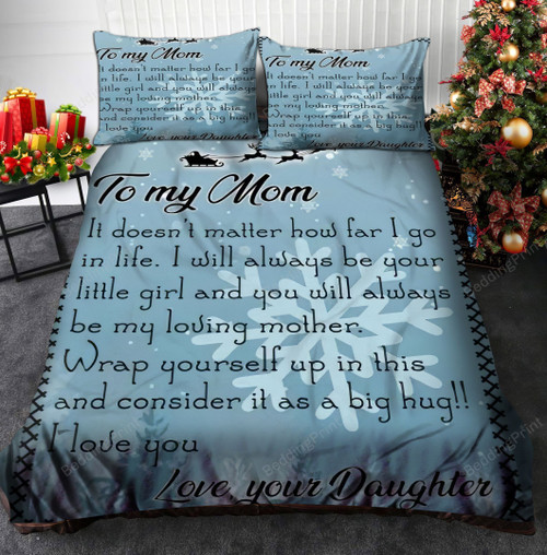 Personalized To My Mom From Daughter I Will Always Be Your Little Girl Cotton Bed Sheets Spread Comforter Duvet Cover Bedding Sets Perfect Gifts For Mother's Day