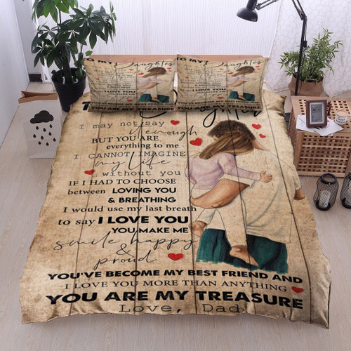 Personalized To My Daughter From Dad You Are My Treasure Cotton Bed Sheets Spread Comforter Duvet Cover Bedding Sets