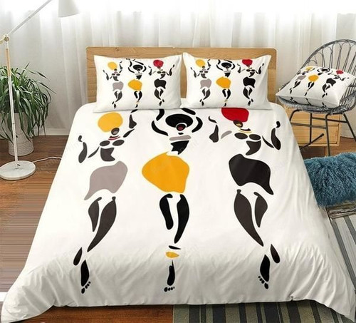 African American Lady Cotton Bed Sheets Spread Comforter Duvet Cover Bedding Sets