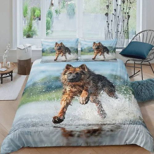 3D Dog German Shepherd Cotton Bed Sheets Spread Comforter Duvet Cover Bedding Sets