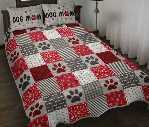 3D Dog Mom Paw Prints Cotton Bed Sheets Spread Comforter Duvet Cover Bedding Sets