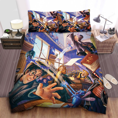 Harry Porter Ron & Hermione Vs Pixies Bed Sheets Spread Comforter Duvet Cover Bedding Sets