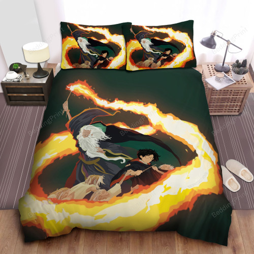 Harry Potter And Professor Albus Dumbledore Artwork Bed Sheets Spread Comforter Duvet Cover Bedding Sets