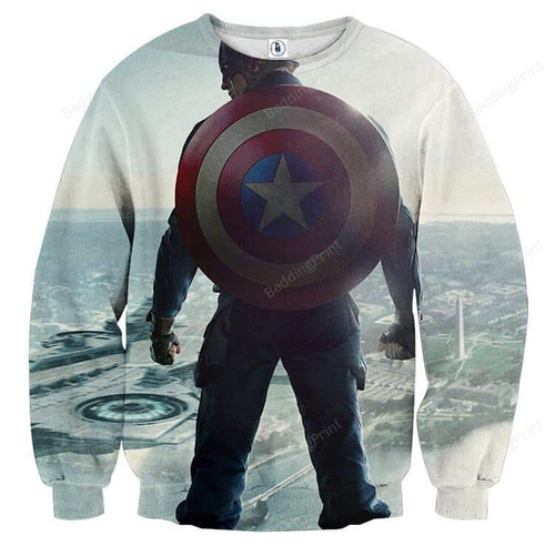 Captain America Standing With His Shield Ugly Sweater