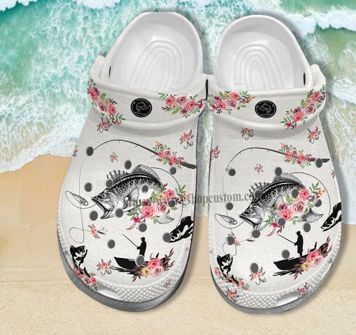 Mother Day Fishing Flower Crocs Crocband Clogs