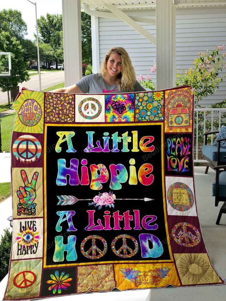 A Little Hippie Quilt Blanket Great Customized Gifts For Birthday Christmas Thanksgiving Perfect Gifts For Hippie