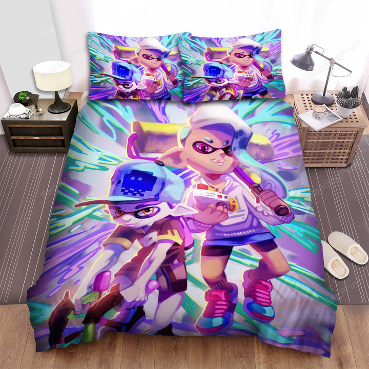 Splatoon - Couple Character Art Bed Sheets Spread Duvet Cover Bedding Sets