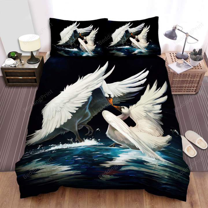 The Wild Animal - The Swan Kissing Art Bed Sheets Spread Duvet Cover Bedding Sets