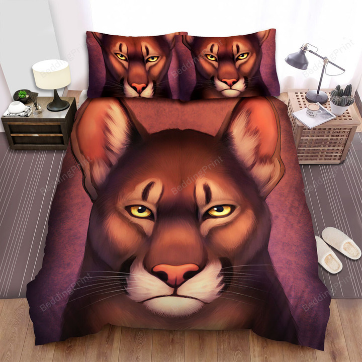 The Wildlife - The Cougar Portrait Art Bed Sheets Spread Duvet Cover Bedding Sets
