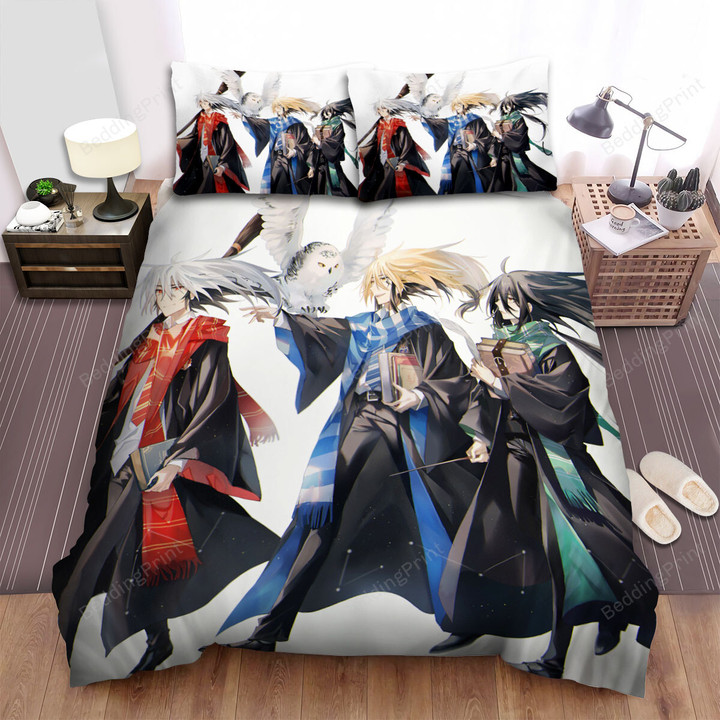 Nura: Rise Of The Yokai Clan The Yokai Brothers In Hogwarts Uniforms Bed Sheets Spread Duvet Cover Bedding Sets