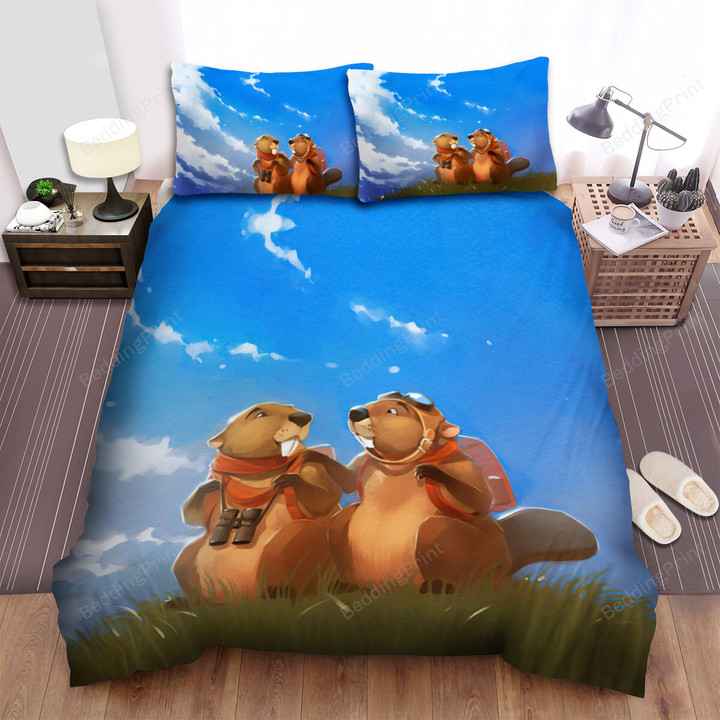 The Wildlife - The Beaver Pair Bed Sheets Spread Duvet Cover Bedding Sets