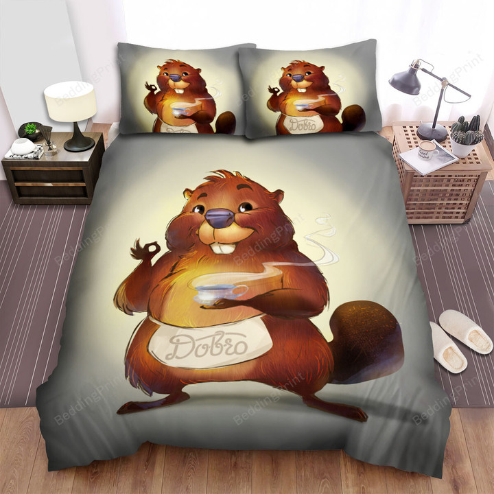 The Wildlife - The Beaver With A Soup Bowl Bed Sheets Spread Duvet Cover Bedding Sets