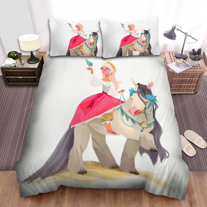The Natural Animal - The Lady On The Horse Bed Sheets Spread Duvet Cover Bedding Sets
