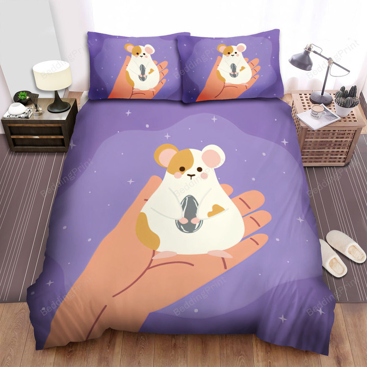 The Cute Animal - The Hamster In Hand Bed Sheets Spread Duvet Cover Bedding Sets