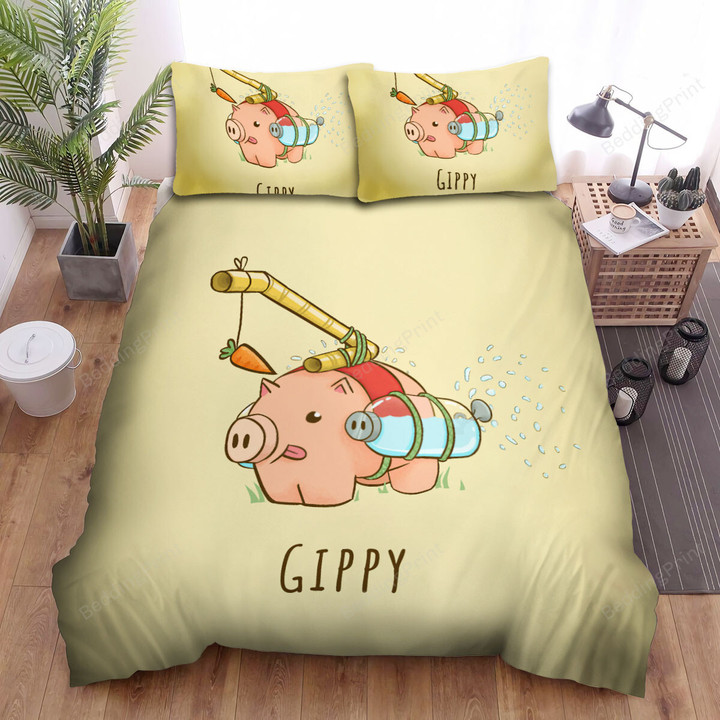 The Pig Wearing Bottles Bed Sheets Spread Duvet Cover Bedding Sets