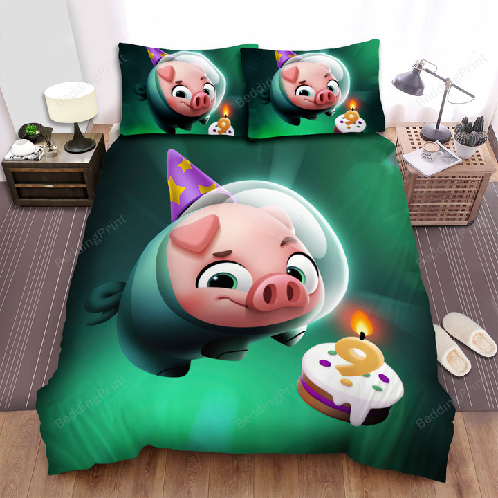 The Farm Animal - The Pig Astronaut And A Cake Bed Sheets Spread Duvet Cover Bedding Sets