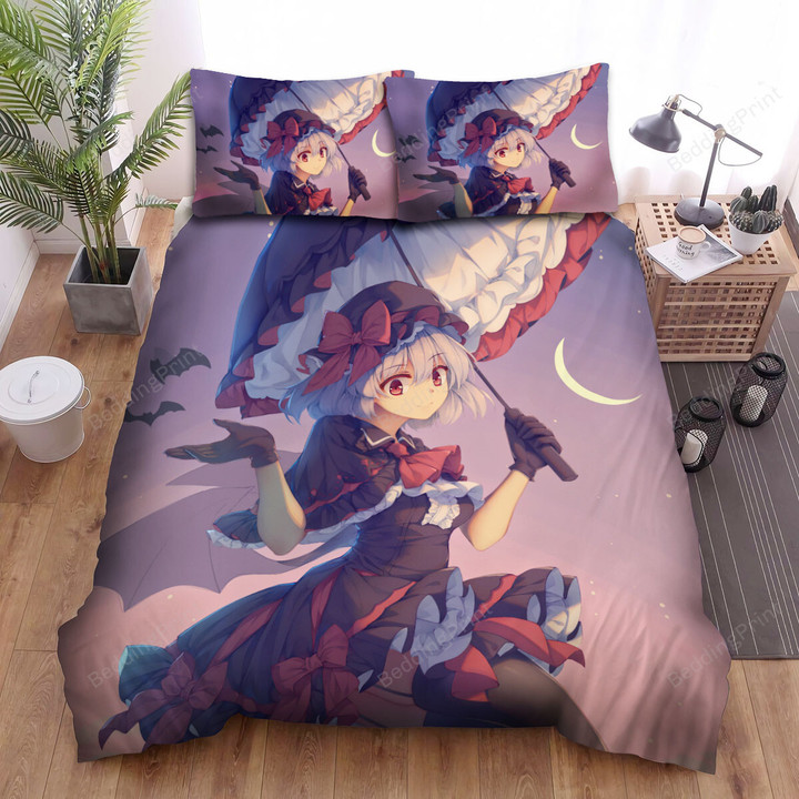 Touhou Remilia Scarlet Flying With An Umbrella Bed Sheets Spread Duvet Cover Bedding Sets