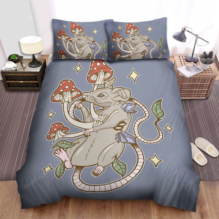 The Mushroom Rat Artwork Bed Sheets Spread Duvet Cover Bedding Sets