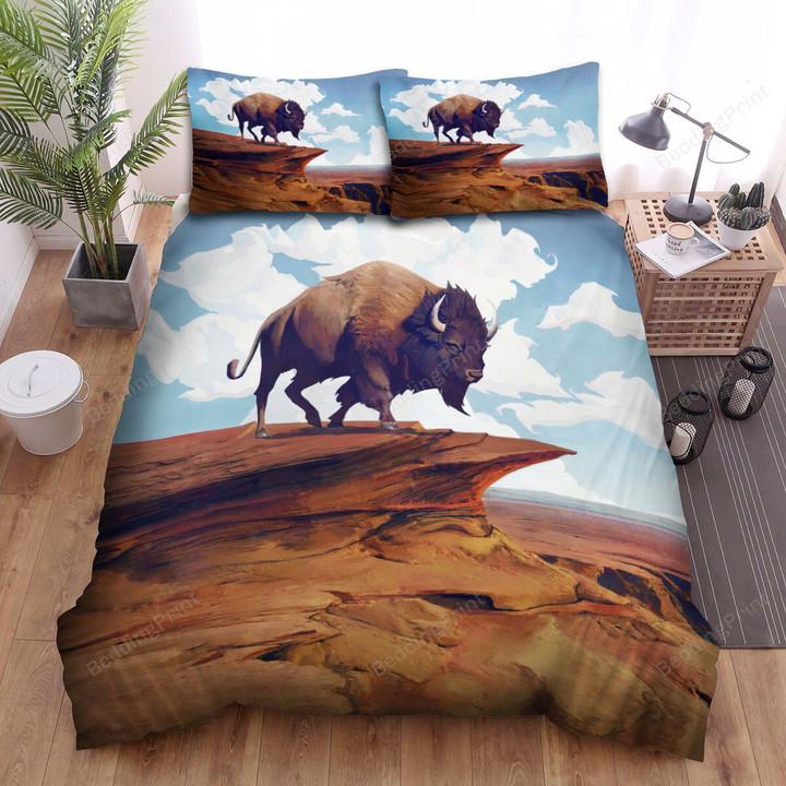 The Wild Animal - The Bison On The Cliff Bed Sheets Spread Duvet Cover Bedding Sets
