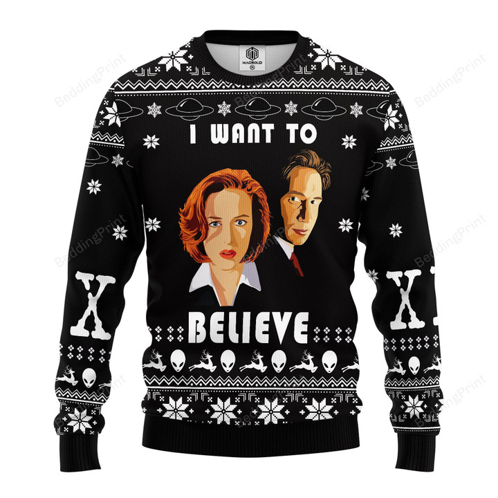 The X-Files I Want to Believe Ugly Christmas Sweater, All Over Print Sweatshirt