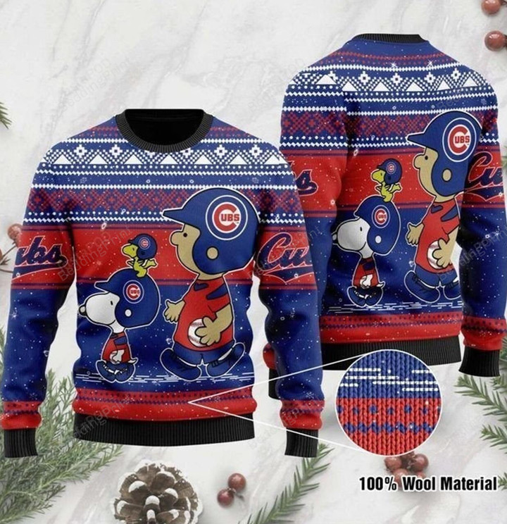 Chicago Cubs Snoopy And Charlie Brown Ugly Christmas Sweater