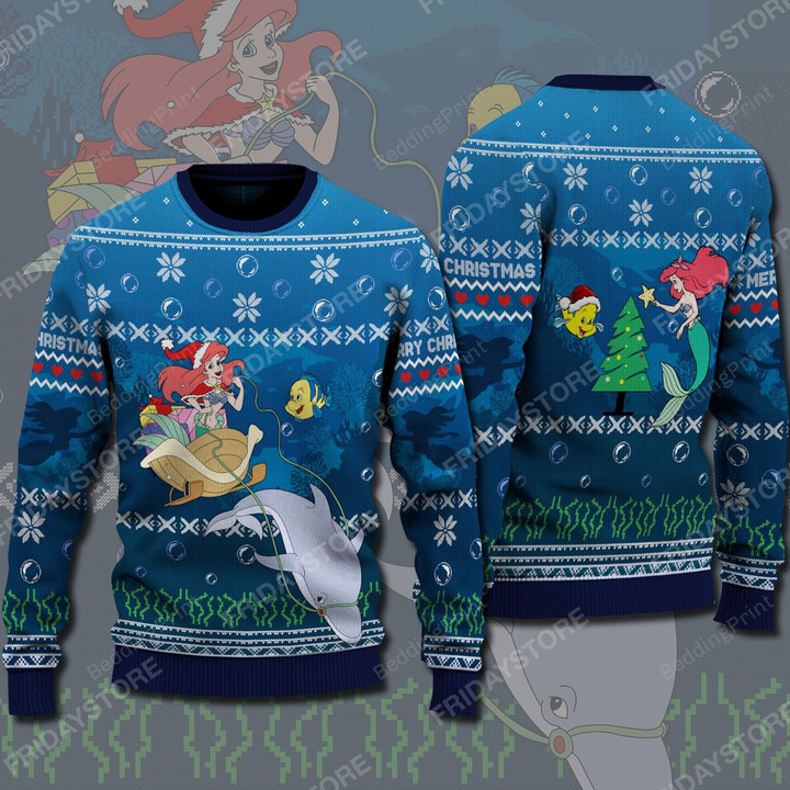 DN TLM Sweater Mermaid Happy Christmas Ugly Sweater