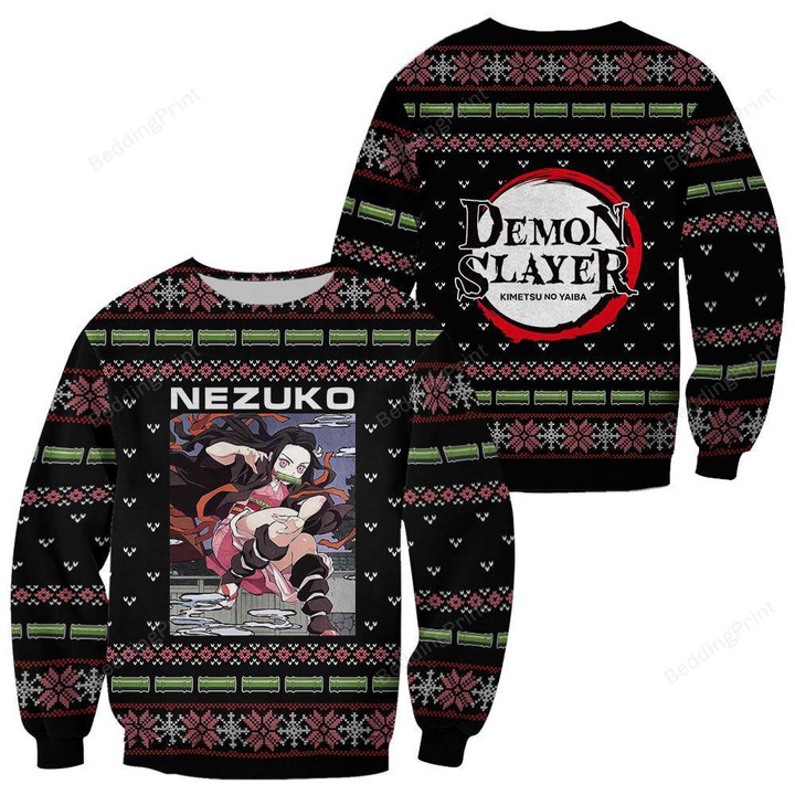 Nezuko Kamado Demon Slayer Anime Ugly Christmas Sweater, All Over Print Sweatshirt