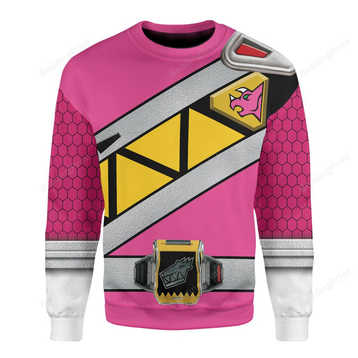 Pink Dino Charge Power Rangers Ugly Christmas Sweater, All Over Print Sweatshirt