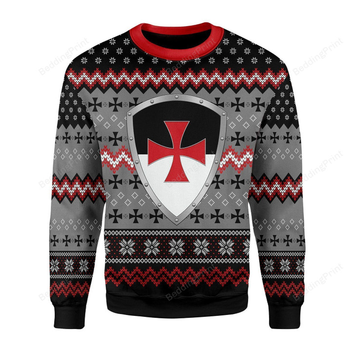 Knight Templar Ugly Christmas Sweater 3D