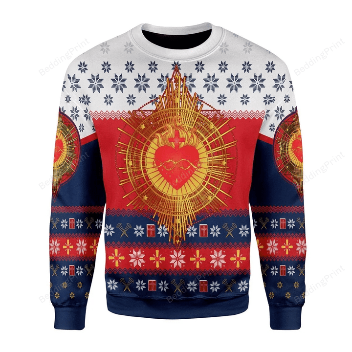 Sacred Heart Ugly Christmas Sweater, All Over Print Sweatshirt