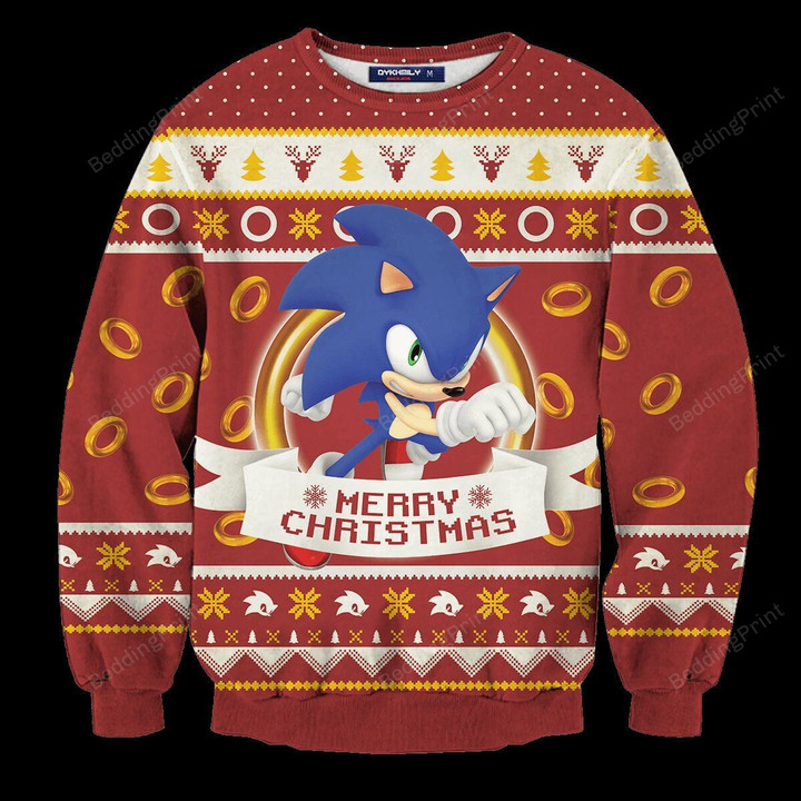 Super Sonic Ugly Christmas Sweater, All Over Print Sweatshirt