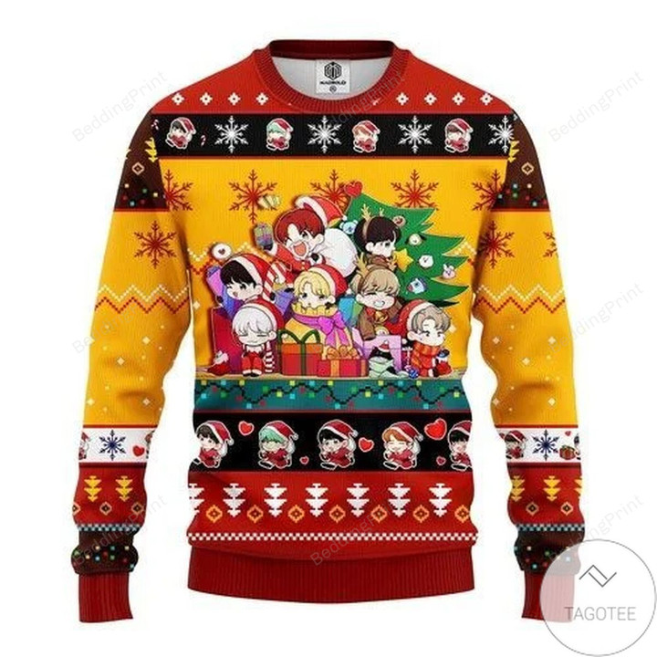 Bts Army Chibi Cute Ugly Christmas Sweater, All Over Print Sweatshirt