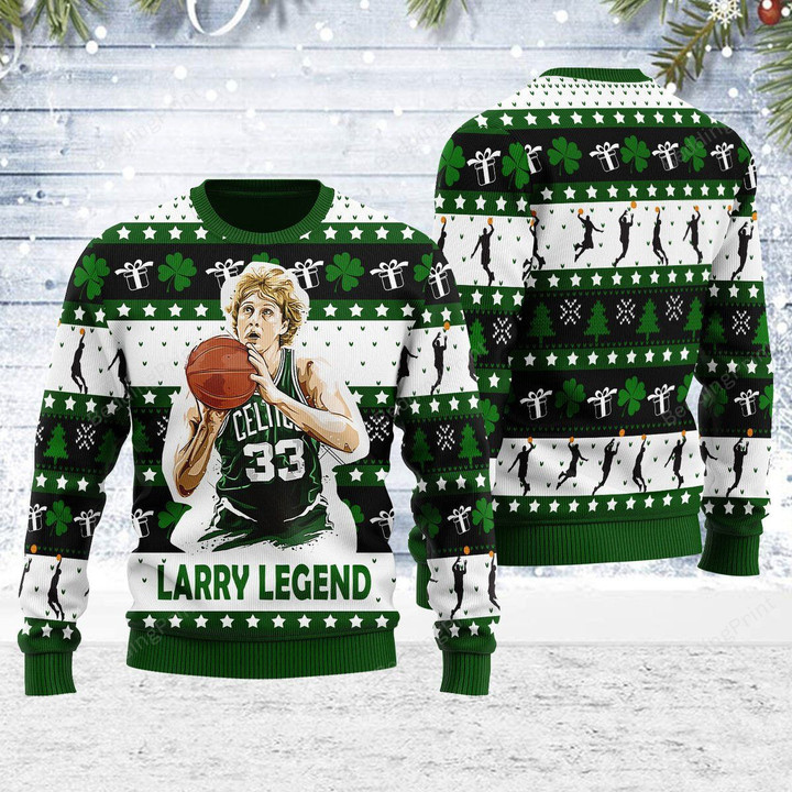 Basketball 33 Larry Legend Ugly Christmas Sweater, All Over Print