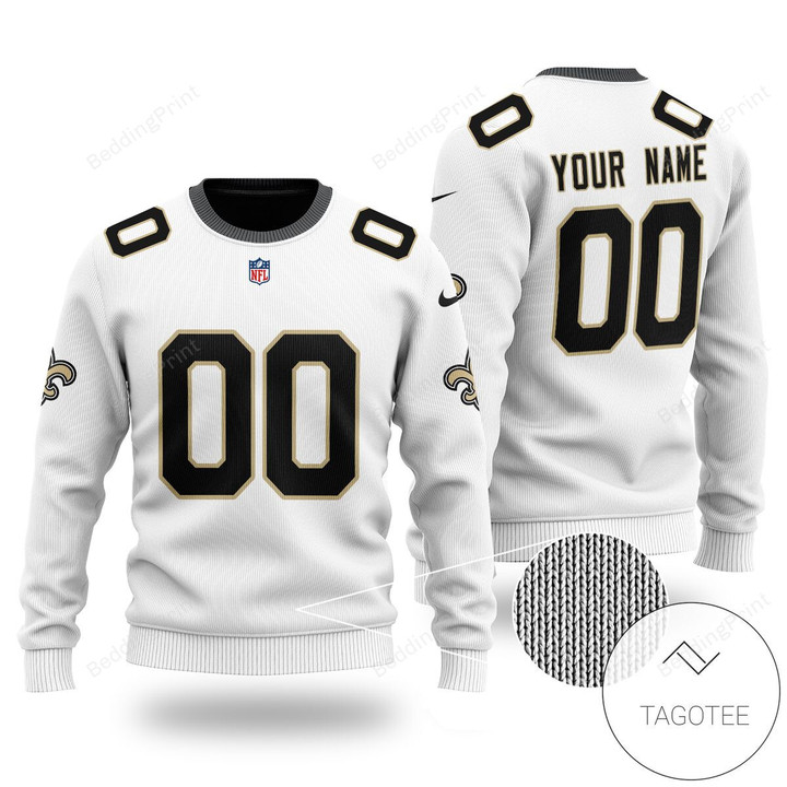 Personalized NFL New Orleans Saints White Ugly Christmas Sweater