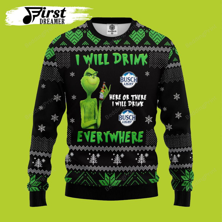 Grinch Drunk Beer Amazing Gift Idea Ugly Sweater