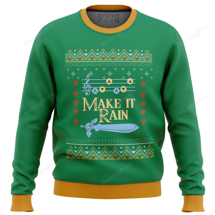 Zelda Make It Rain Premium Ugly Christmas Sweater, All Over Print Sweatshirt