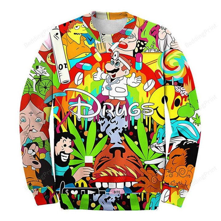 Super Mario Drugs Ugly Christmas Sweater, All Over Print Sweatshirt