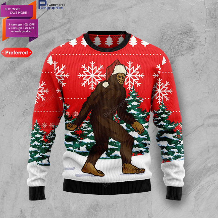 Christmas Bigfoot For Unisex Ugly Christmas Sweater, All Over Print Sweatshirt