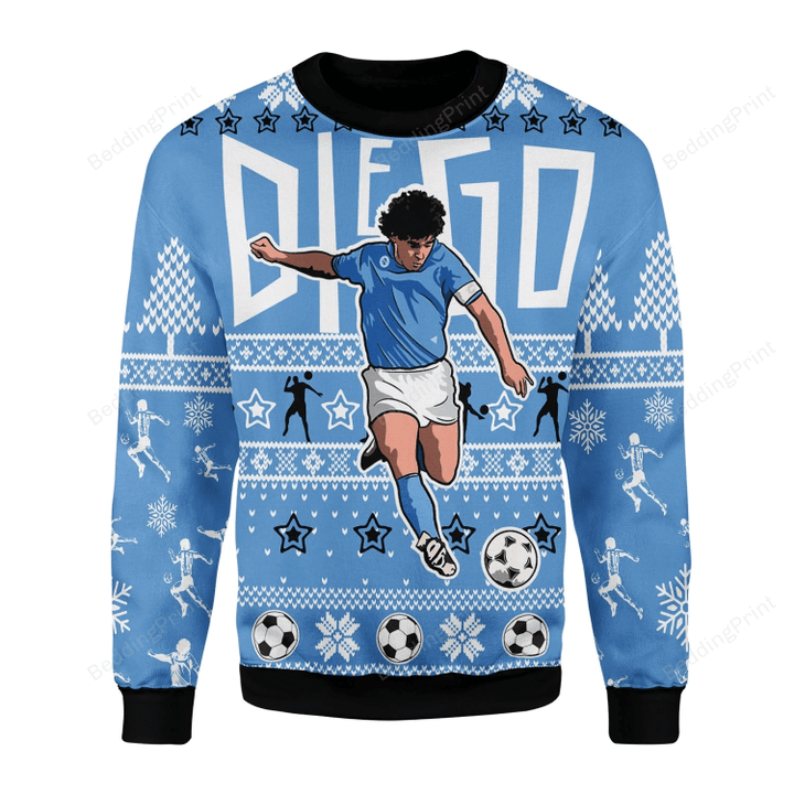 Merry Christmas Gearhomies Diego Number 10 Football Player Ugly Christmas Sweater