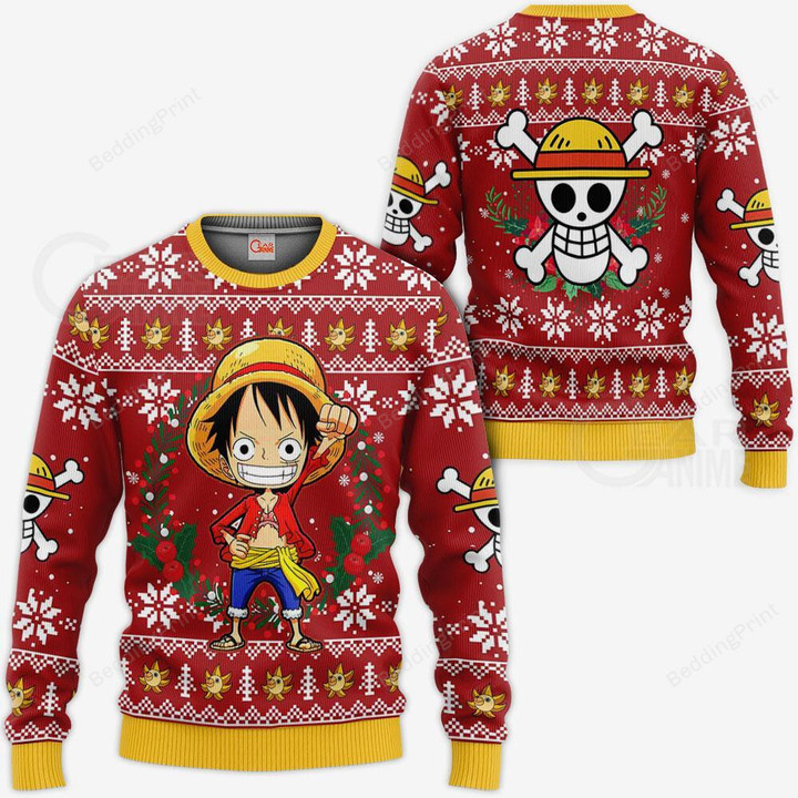Luffy Ugly Christmas Sweater, All Over Print Sweatshirt