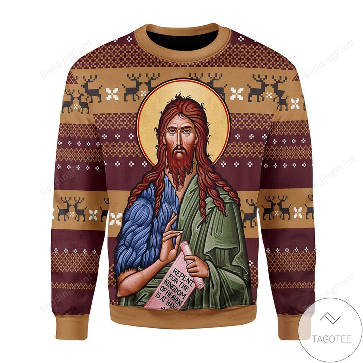 Free St. John The Baptist Ugly Christmas Sweater, All Over Print Sweatshirt