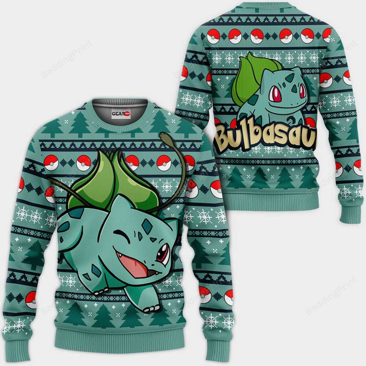 Bulbasaur Anime Pokemon Xmas Ugly Christmas Sweater, All Over Print Sweatshirt