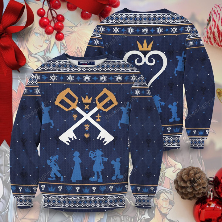 Kingdom Hearts Christmas Ugly Christmas Sweater, All Over Print Sweatshirt