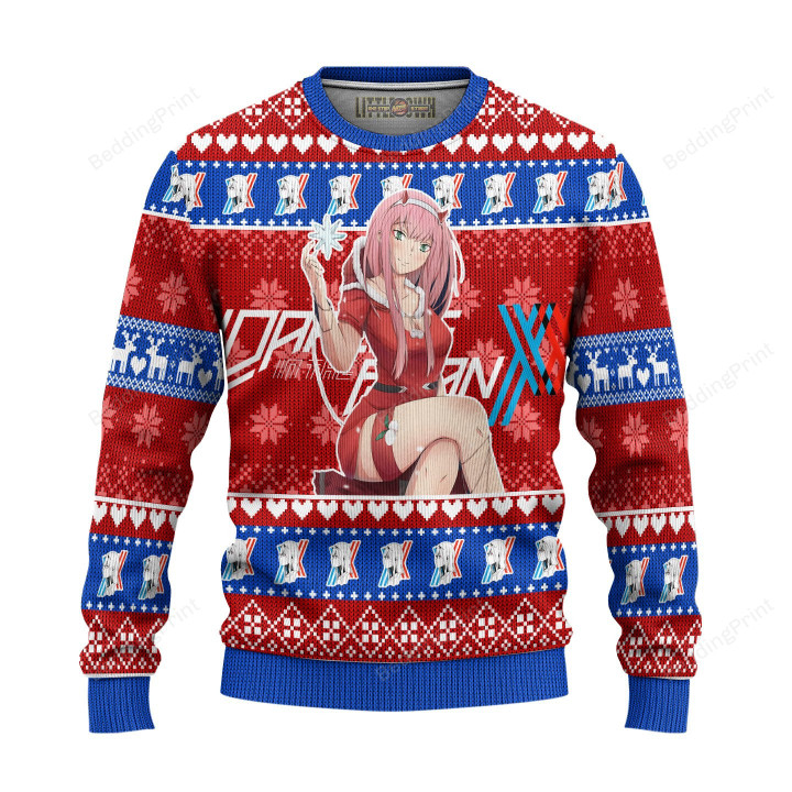 Zero Two Anime Darling In The Franxx Ugly Christmas Sweater, All Over Print Sweatshirt