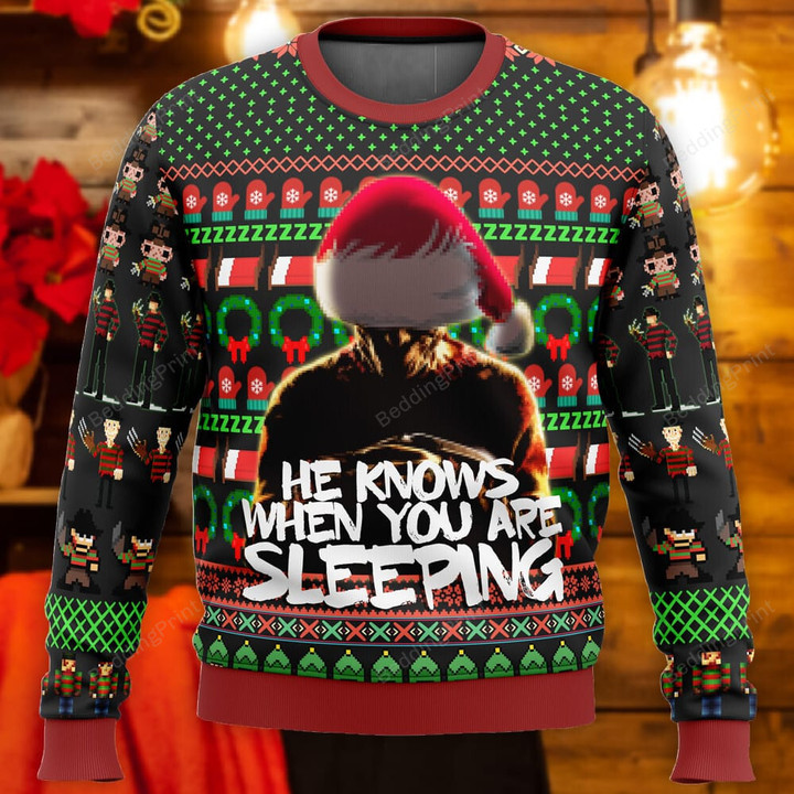 Freddy Krueger He Know When You Sleep Ugly Sweater