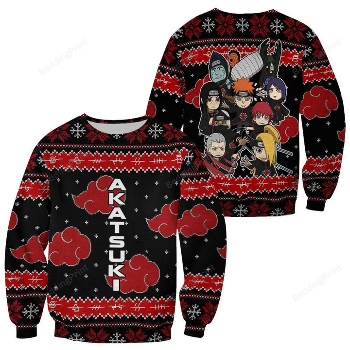 Akatsuki Naruto Anime Xmas Gift Ugly Christmas Sweater, All Over Print Sweatshirt