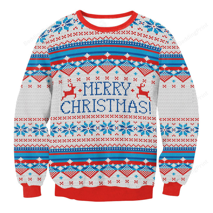 Merry Christmas Icon Super Cute 3D Ugly Christmas Sweater