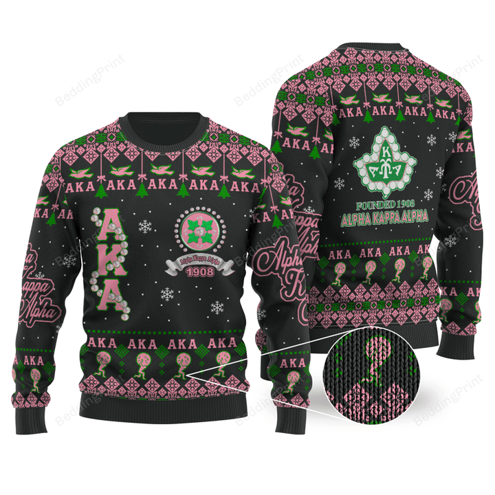 Alpha Kappa Alpha Aka Pearls Aka 1908 Ugly Christmas Sweater, All Over Print Sweatshirt